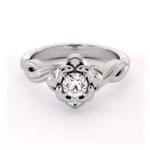 טבעת אירוסין בעיצוב גבעול מתפתל עם יהלום מעבדה