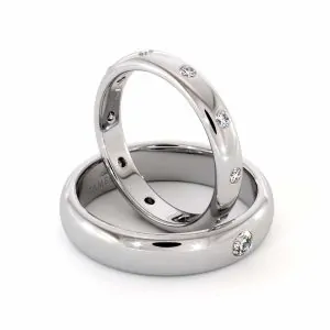 סט טבעות מעוצבות לזוג עם יהלומי מעבדה