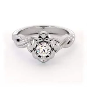 טבעת אירוסין בעיצוב גבעול מתפתל עם יהלום מעבדה