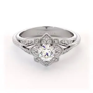 טבעת לוטוס יהלום מעבדה בעיצוב פרחוני מרהיב