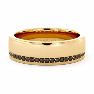 טבעת יהלומים שחורים לגבר בעיצוב אלגנטי