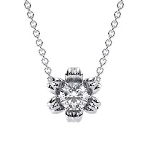 תליון יהלום מעבדה בעיצוב פרח יוקרתי מזהב לבן